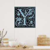 Letter Y Middeleeuwse Monogram Art Nouveau Poster (Keuken)