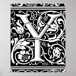 Letter Y Middeleeuwse Monogram Art Nouveau Poster