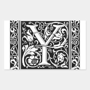 Letter Y Middeleeuwse Monogram Art Nouveau Rechthoekige Sticker