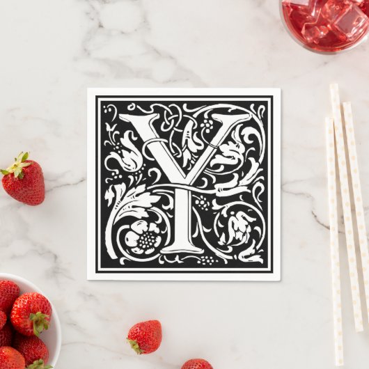 Letter Y Middeleeuwse Monogram Art Nouveau Servetten (Insitu)