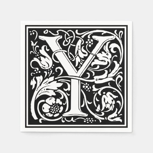 Letter Y Middeleeuwse Monogram Art Nouveau Servetten (Voorkant)