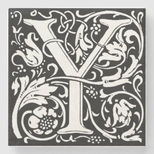 Letter Y Middeleeuwse Monogram Art Nouveau Stenen Onderzetter