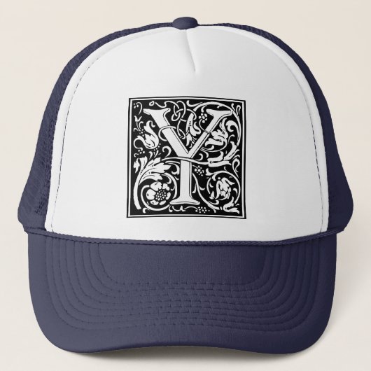 Letter Y Middeleeuwse Monogram Art Nouveau Trucker Pet (Voorkant)