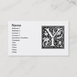 Letter Y Middeleeuwse Monogram Art Nouveau Visitekaartje