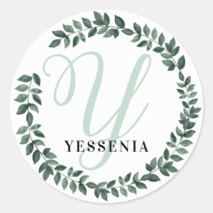 Letter Y Monogram Aangepaste Naam Minimalistische  Ronde Sticker