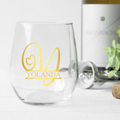 Letter Y Monogram Bruidsmeisje Gift, Modern Elegan Wijnglas Zonder Voet
