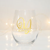 Letter Y Monogram Bruidsmeisje Gift, Modern Elegan Wijnglas Zonder Voet