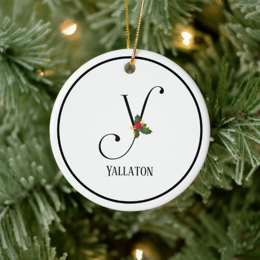 Letter Y Monogram Gepersonaliseerde Kerstmis Keramisch Ornament (Boom)