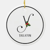 Letter Y Monogram Gepersonaliseerde Kerstmis Keramisch Ornament (Achterkant)