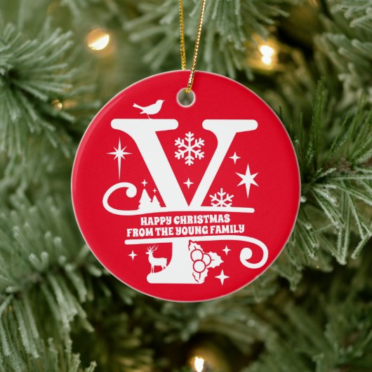 Letter Y Monogram Initiaal Familienaam Greeting Keramisch Ornament (Boom)