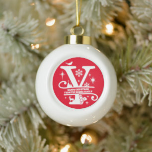 Letter Y Monogram Initiaal Familienaam Greeting Keramische Bal Ornament