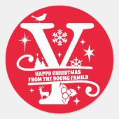 Letter Y Monogram Initiaal Familienaam Greeting Ronde Sticker (Voorkant)