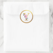 Letter Y Monogram Roze Rozen Bloemen & Elegant Gou Ronde Sticker (Tas)