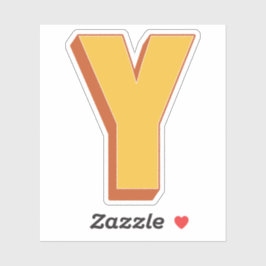 Letter Y-monogram, Vet 3D-type lettertype Initiaal Sticker
