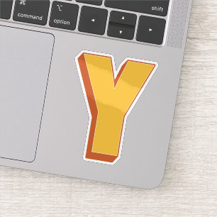 Letter Y-monogram, Vet 3D-type lettertype Initiaal Sticker