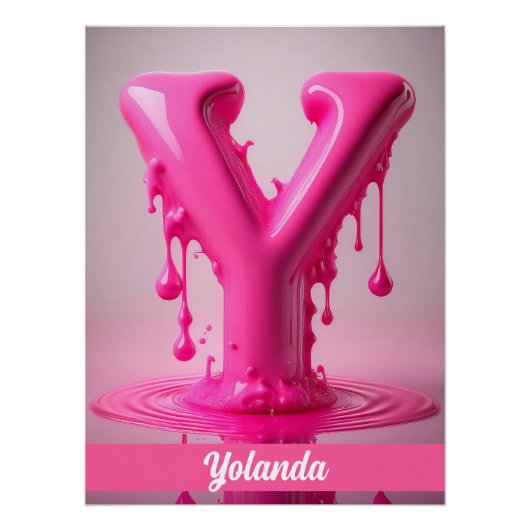Letter Y, Monogram Y - Customizable Name Poster  (Voorkant)