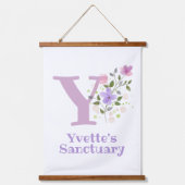 Letter Y plus voornaam met een Floral Design Hangend Wandkleed (Voorkant)