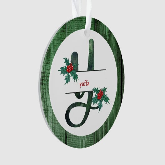 *~* Letter Y Rustic Kerstfeestdag AP44 Ornament (voorkant)