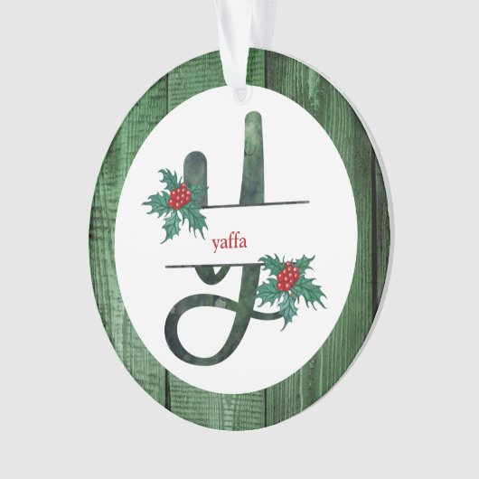 *~* Letter Y Rustic Kerstfeestdag AP44 Ornament (voorkant)