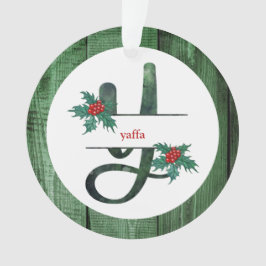 *~* Letter Y Rustic Kerstfeestdag AP44 Ornament