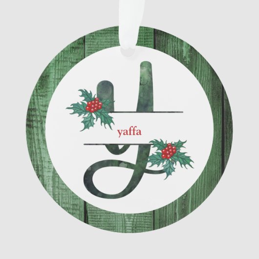 *~* Letter Y Rustic Kerstfeestdag AP44 Ornament (voorkant)
