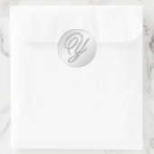 Letter Y script initiaal faux zilver monogram guns Ronde Sticker (Tas)