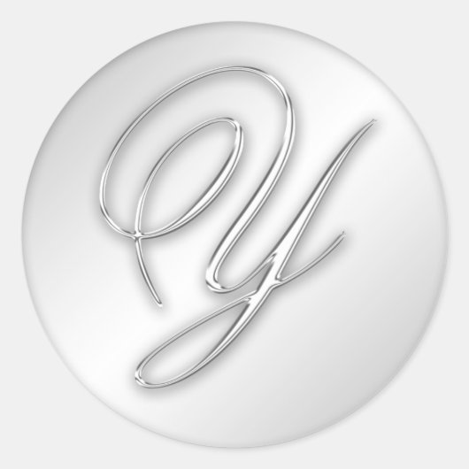 Letter Y script initiaal faux zilver monogram guns Ronde Sticker (Voorkant)
