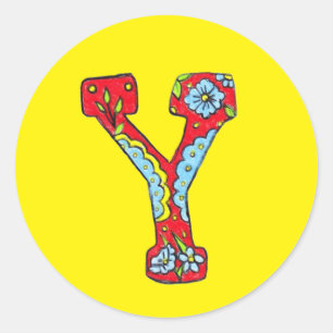 Letter Y-sticker Ronde Sticker