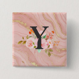 Letter Y Vierkante Button 5,1 Cm