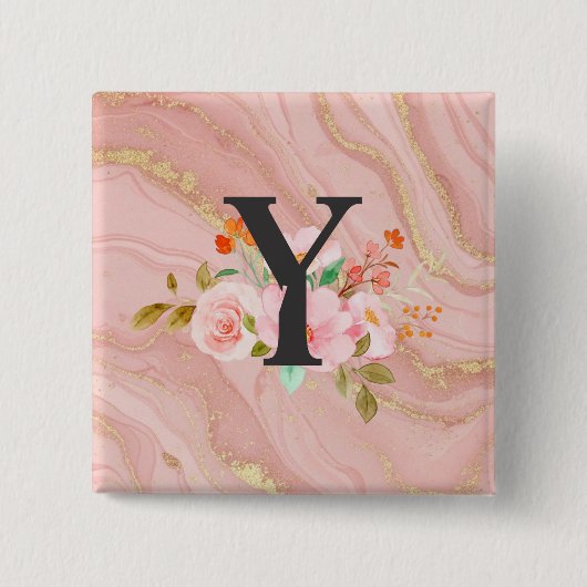 Letter Y Vierkante Button 5,1 Cm (Voorkant)