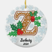 Letter Z Aangepaste naam Monogram Kerstmis Keramisch Ornament (Achterkant)