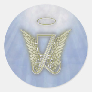 Letter Z Angel Monogram Ronde Sticker