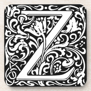 Letter Z art nouveau black en white Tegel Bier Onderzetter