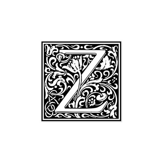 Letter Z art nouveau black en white Tegel Rubberstempel (Afrduk)
