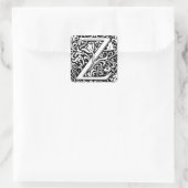 Letter Z art nouveau black en white Tegel Vierkante Sticker (Tas)