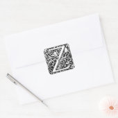 Letter Z art nouveau black en white Tegel Vierkante Sticker (Envelop)