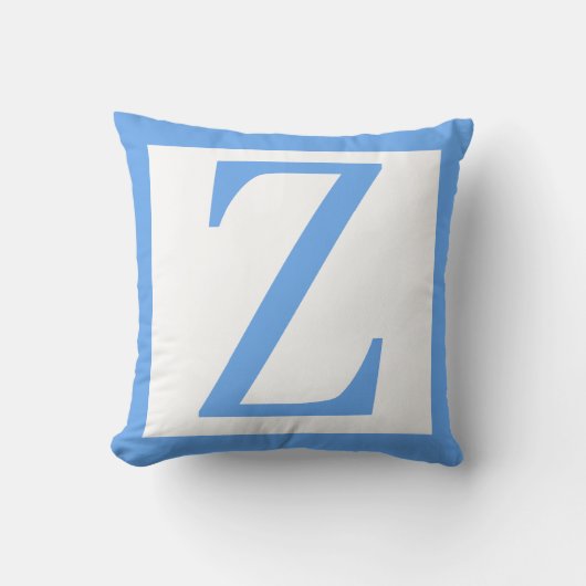 Letter Z Baby Blauwe Rand Kussen (Voorkant)
