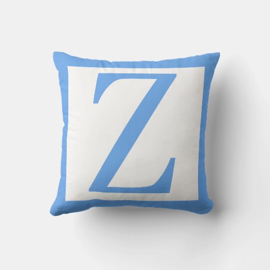 Letter Z Baby Blue Border Kussen (Achterkant)
