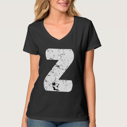Letter Z Big Capital Alphabet Monogram Distressed T-shirt (Voorkant)