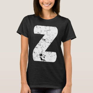 Letter Z Big Capital Alphabet Monogram Onderdruk T-shirt