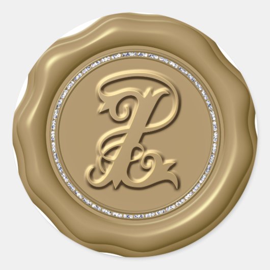 *~* Letter Z Diamond Circle GOUDEN Wax Seal Sticke Ronde Sticker (Voorkant)