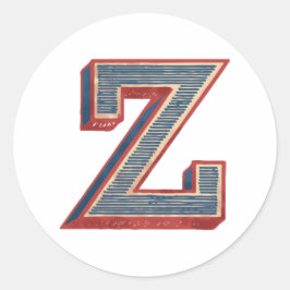 Letter "Z" Elegant geborduurd Ronde Sticker