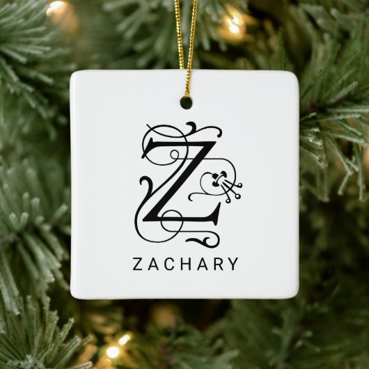 Letter Z Elegant Monogram Kerst Ornament (Boom)