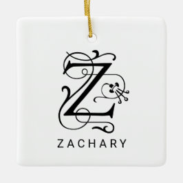 Letter Z Elegant Monogram Kerst Ornament