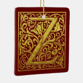 Letter Z First Letter Faux Gold Red Keramisch Ornament (Rechts)