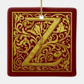 Letter Z First Letter Faux Gold Red Keramisch Ornament (Achterkant)