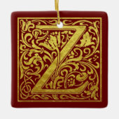 Letter Z First Letter Faux Gold Red Keramisch Ornament (Voorkant)