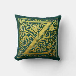 Letter Z First Letter Green en Gold Kussen