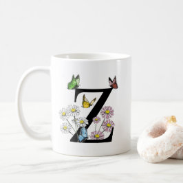 Letter Z Floral Butterfly Monogram Initiaal Koffiemok
