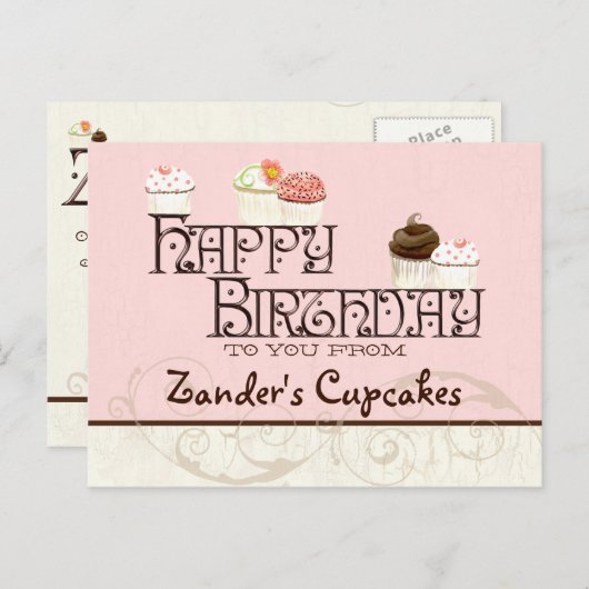 Letter Z Gelukkige Verjaardag Cupcake Zakelijke an Briefkaart (Voorkant / Achterkant)